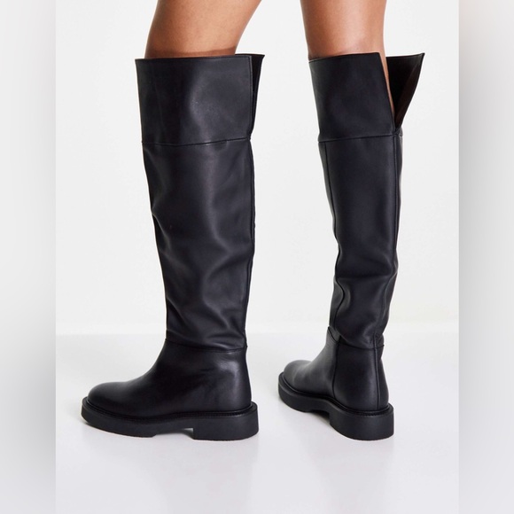 Mango Over the Knee Flat Boots in Black - Picture 3 of 15